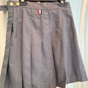 Thom Browne Gray Pleated Mini Skirt